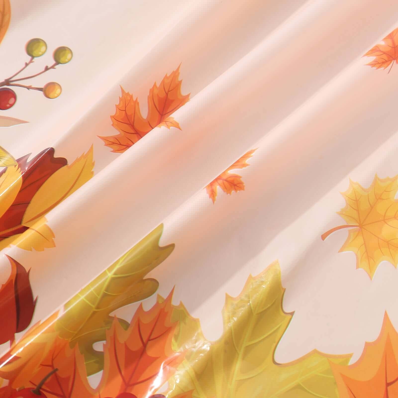 5 ORANGE Rectangular 54" x 108" Plastic Tablecloths Fall Autumn Leaves Pumpkin