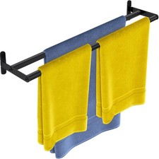 24 Inch Double Towel Bar Bathroom Towel Rack Stainless Steel Wall Mount MatteBlk