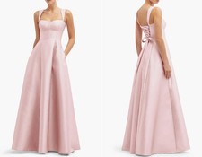 New Alfred Sung Women's Size 0R Bustier Tie Back Gown Ballet Pink *Defect*
