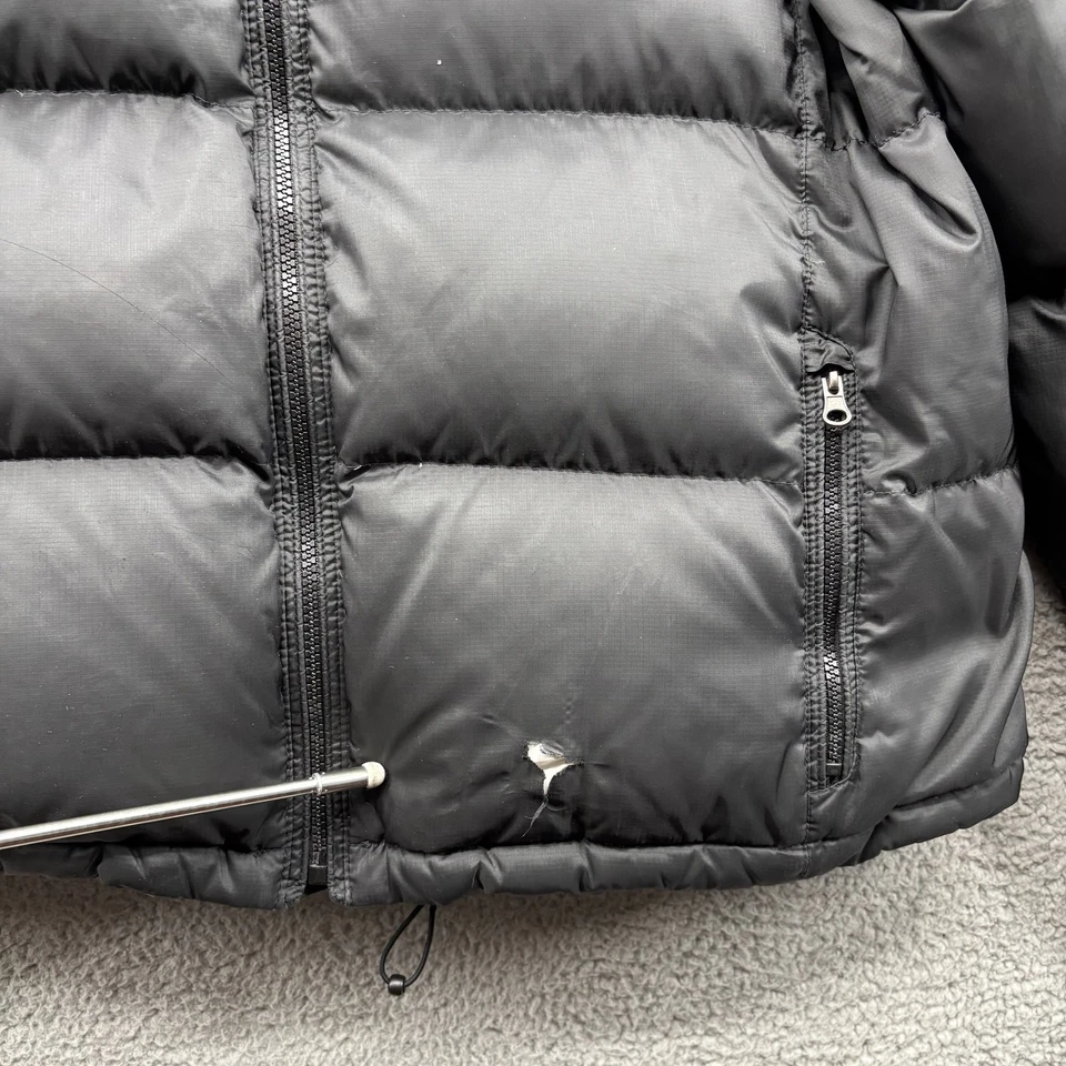 Polo Ralph Lauren Puffer Jacket Mens XL Black Down Feather Distressed Holes - Image 3 of 4