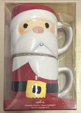 Hallmark Stackable Santa Christmas Mug Set of Two Coffee Hot Chocolate Cups