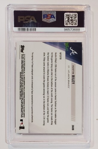 2019 Topps Now AUSTIN RILEY /49 PSA 10 Blue Autograph Auto #368B Atlanta Braves - Picture 3 of 3