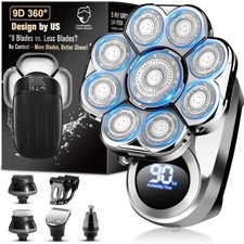 Head Shaver for Bald Men, 9D Floating Men's Electric Shavers, Waterproof Wet/...