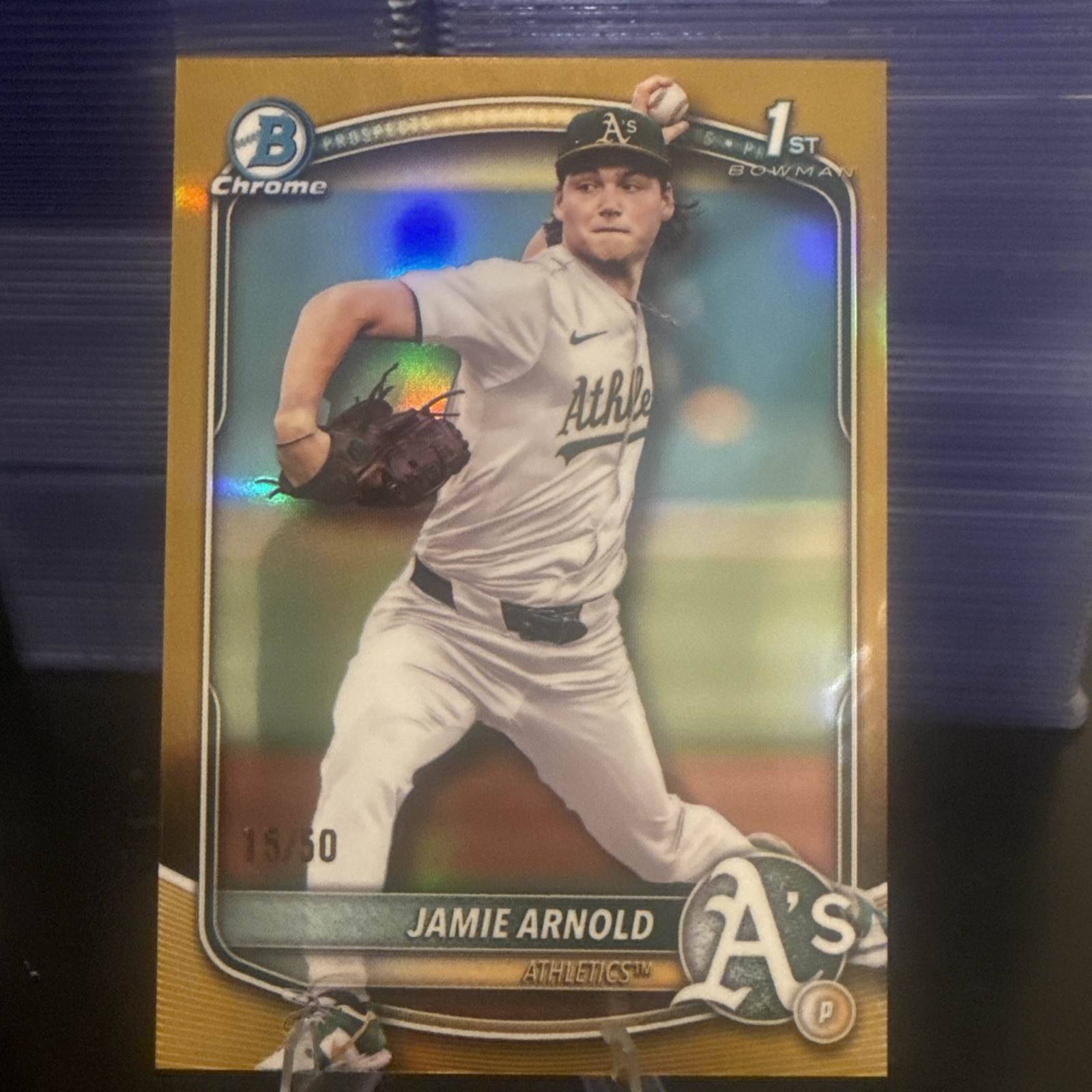 2025 Bowman Draft Jamie Arnold 1st Gold Chrome Refractor /50 #BDC-30 Athletics