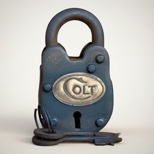 Colt 1855 Cast Iron Lock with Brass Tag & Key...