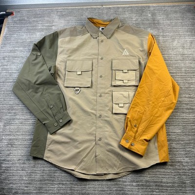 Nike ACG Shirt Mens Large Beige Tan Utility Dri Fit Trail