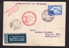 DR Zeppelin document MiFr MiNr. 438 South America trip 1930 board stamp to Tenerife