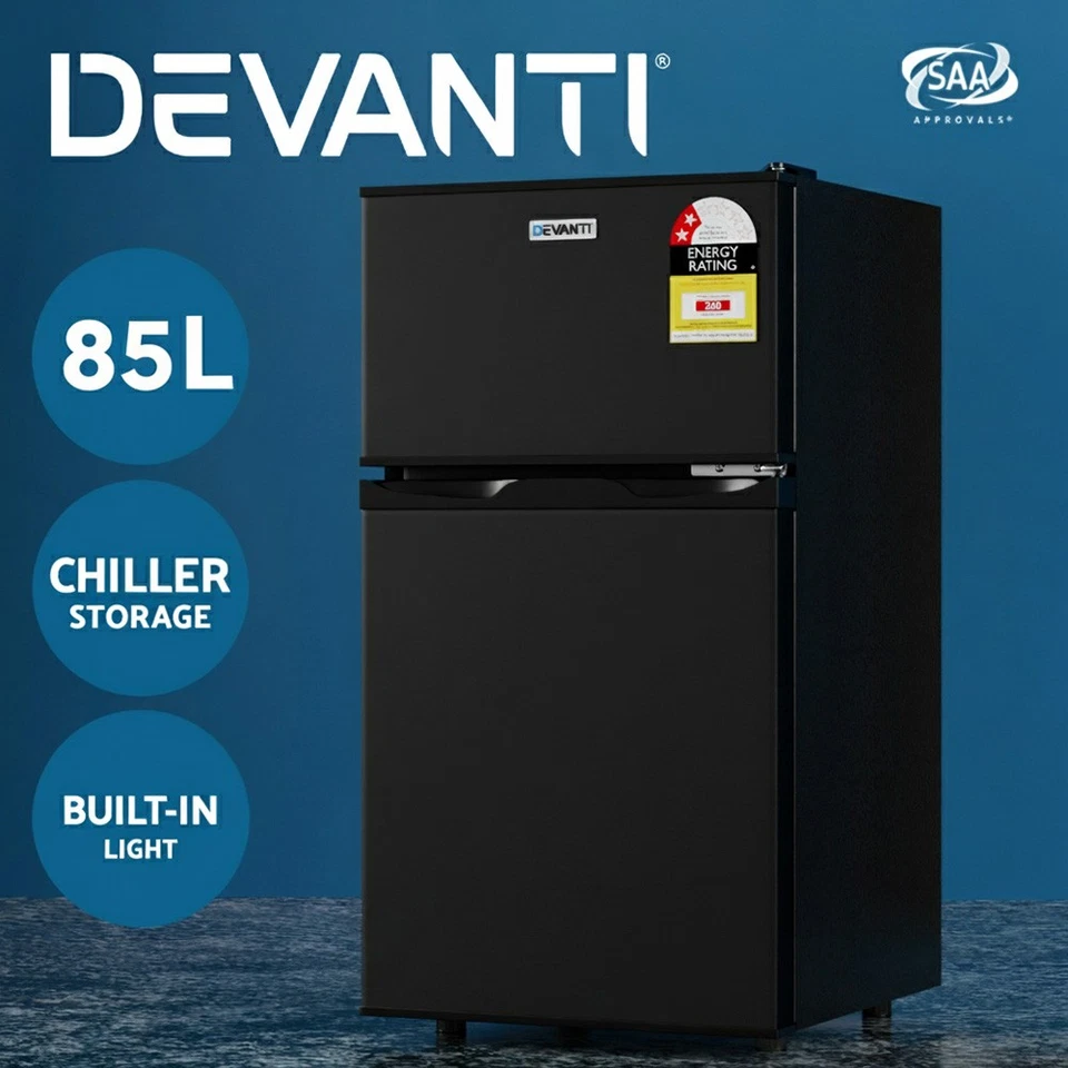 Devanti 85L Bar Fridge Mini Freezer Refrigerator Black