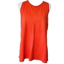 Athleta Foothill Tank Vibrant Orange Seamless Split Back Mesh Workout Top Sz M