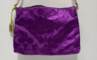 Coach Purple Signature C Nylon Crossbody Bag Silver Hardware 24864