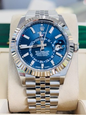 Rolex Sky-Dweller 336934 BLUSO  Blue Dial jubilee Stainless Steel Watch B/PAPERS