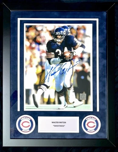 Walter Payton “Sweetness” Signed Photo Framed Suede Chicago Bears Authentic Auto