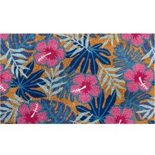 Briarwood Lane Pink and Blue Tropical Coir Doormat 18 x 30