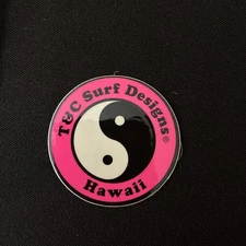 T&C Town & Country Surfboards Surf Designs Hawaii Black/Pink/White STICKER 2”