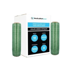 8 Rolls 18" x 1000' 100 Gauge Cast Bundling Hand Stretch Wrap Film Dark Green