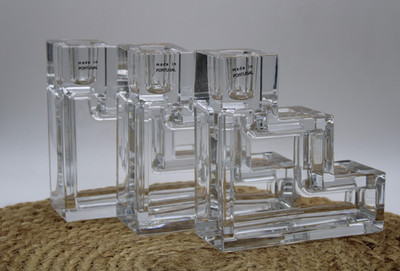 3 Metropolitan museum of art Glass candle holders by Wilber Orme
