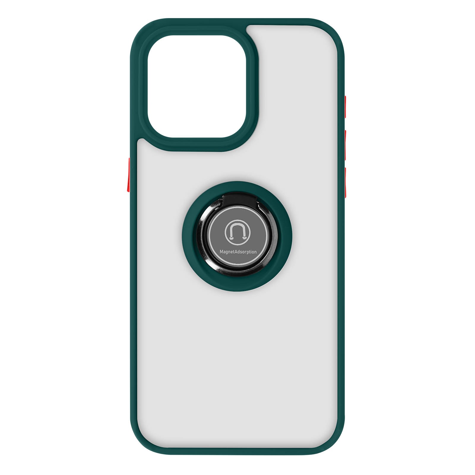 Coque iPhone 15 Pro bimatière verte avec bague de maintien idéale pour les transports