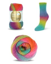 Rellana Flotte Socke Sockenwolle KOLIBRI 6204  Regenbogen 4fach 100 g