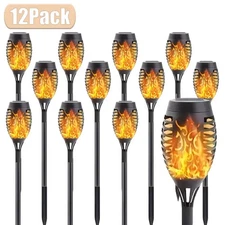 12Pack LED Solar Flame Torch Lights Flickering Garden Yard Pathway Lamps USA