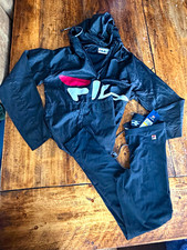 FILA Black 2-Piece Tracksuit Set Hooded Zip Jacket Tapered Pants Size M