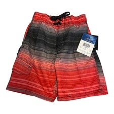 Kanu Surf Board Shorts Orange Striped Coastal Beach Pool Surfer Boy's 8 Small