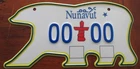 NUNAVUT TERRITORY CANADA BEAR SHAPE SAMPLE LICENSE PLATE  MINT