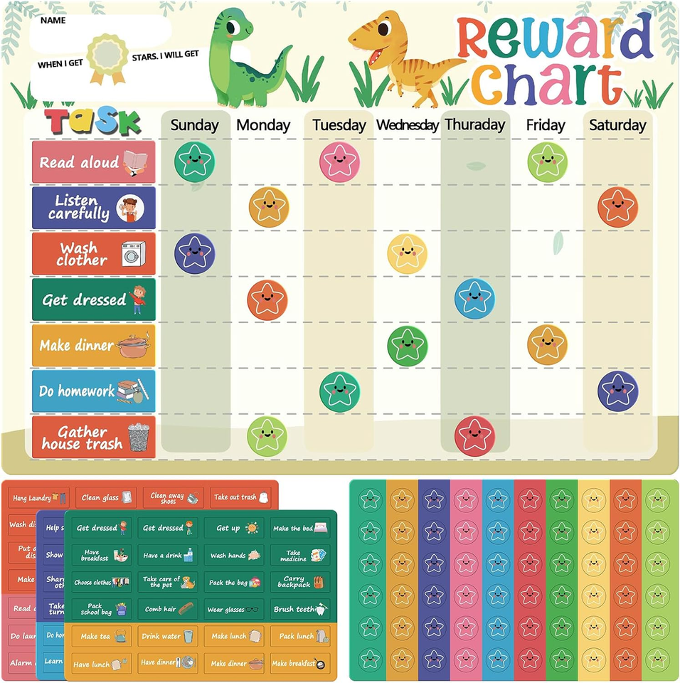 Reusable Magnetic Reward Chart with 76 Magnetic Behavior Stickers and ...