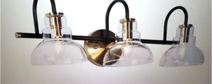 LNC Saxifraga 3-Light Black and Brass Vanity Light A04794W3-NIB
