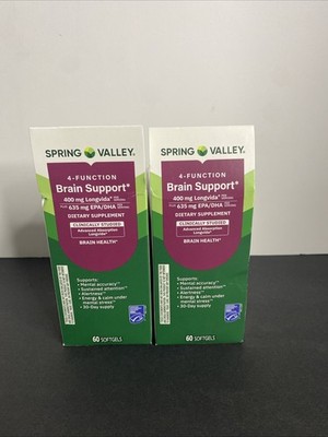 (2) Spring Valley 4 Function Brain Support Dietary Supplement 60 Count Exp 02/27