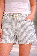 J.Crew Crewcuts Boys Girls Striped Elastic Waist Shorts Size14 Blue Peach Summer
