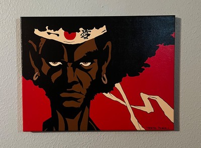 Hand painted Afro Samurai on 12x16 canvas