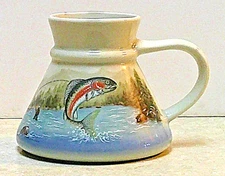 Vtg Otagiri Coffee Cup Mug Fly Fishing Fisherman w/Trout on line