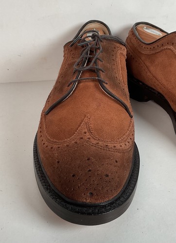 Vintage Allen Edmonds Suede Derby Shoes 11 D Long Wing Gunboat - Picture 10 of 15