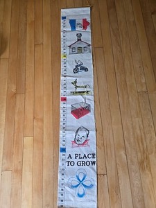 Vintage Iowa Linen Fabric Childs Wall Growth Chart 