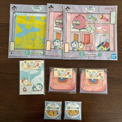 Doraemon Ichiban Kuji Set E Prize Towels F Prize Memo G Prize Stickers Used