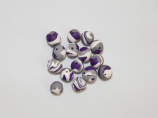 Loose Purple, Gray, and White 20 Polymer Clay 9mm Round Beads