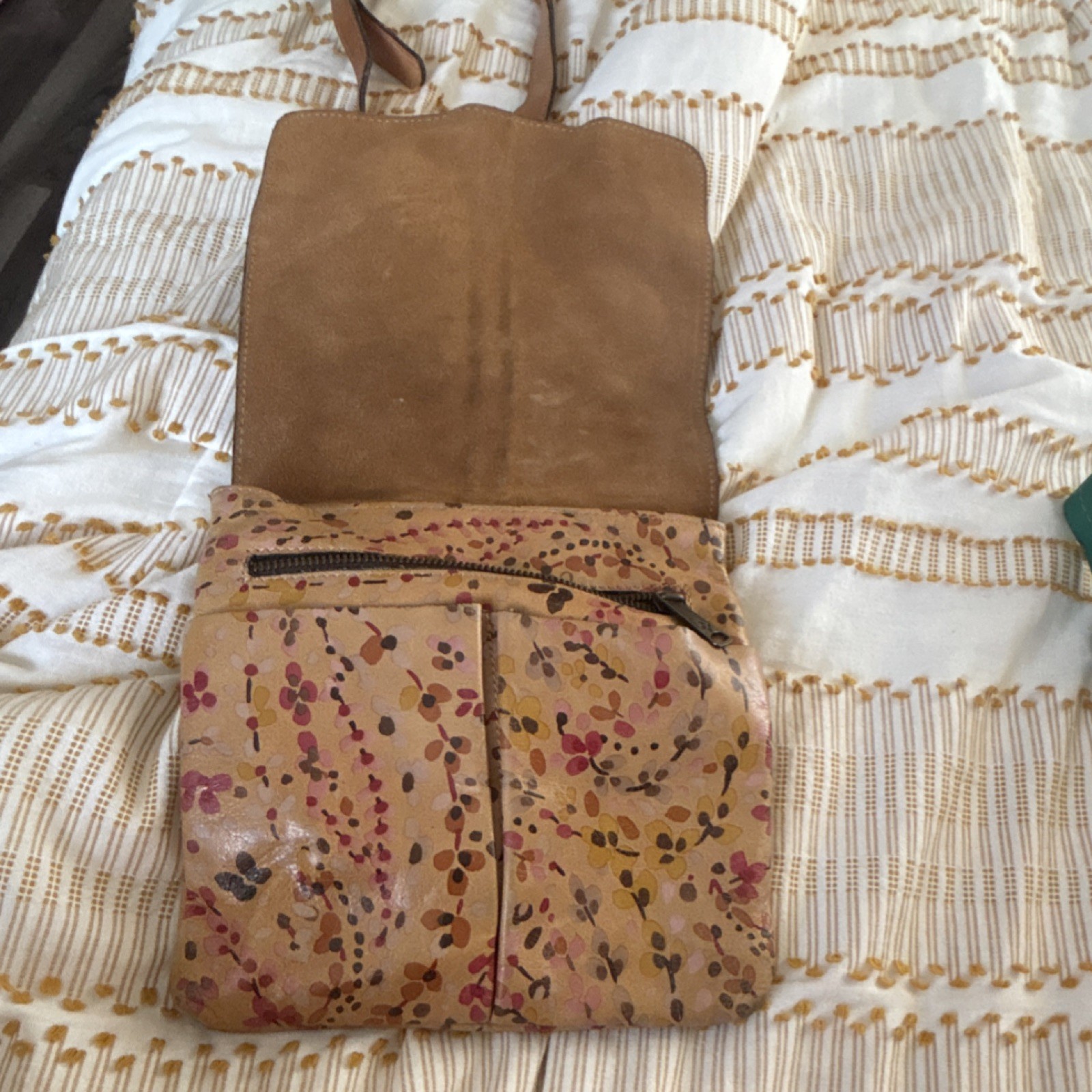 Tan Multicolor Abstract Pattern Shoulder boho Bag… - image 2