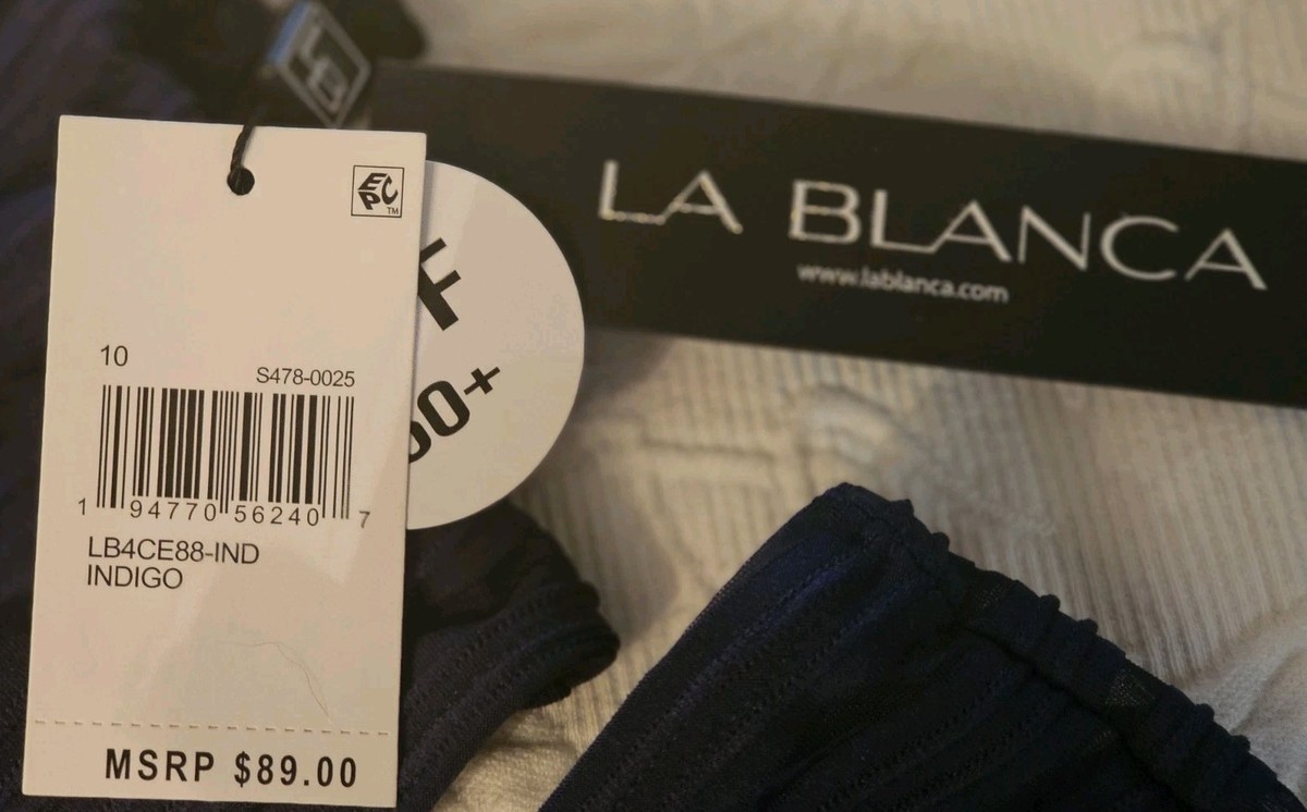 N La Blanca Indigo Bikini Set Size 10 NWT | MSRP $168 | Striped Mesh