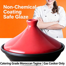 Red Moroccan Ceramic Tagine Pot  Gas Hob Casserole Home Restaurant Stew Pan