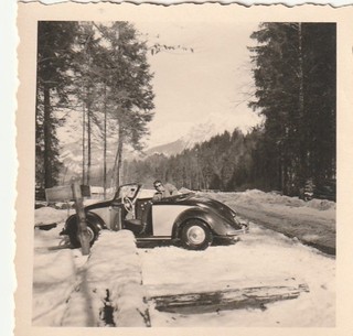 Vintage Photo Man in VW Beetle Cabriolet Snapshot 1950s