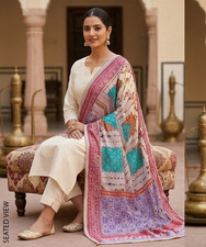 Pakistani Dupatta Women Heavy Mirror  Bead Handwork Perfect Weddings Festivals