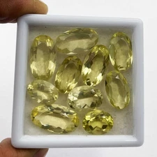 Natural Lemon Quartz Oval Cut Loose Stone Lot 14 Pcs 8*12-10.5*19 MM 86 CT