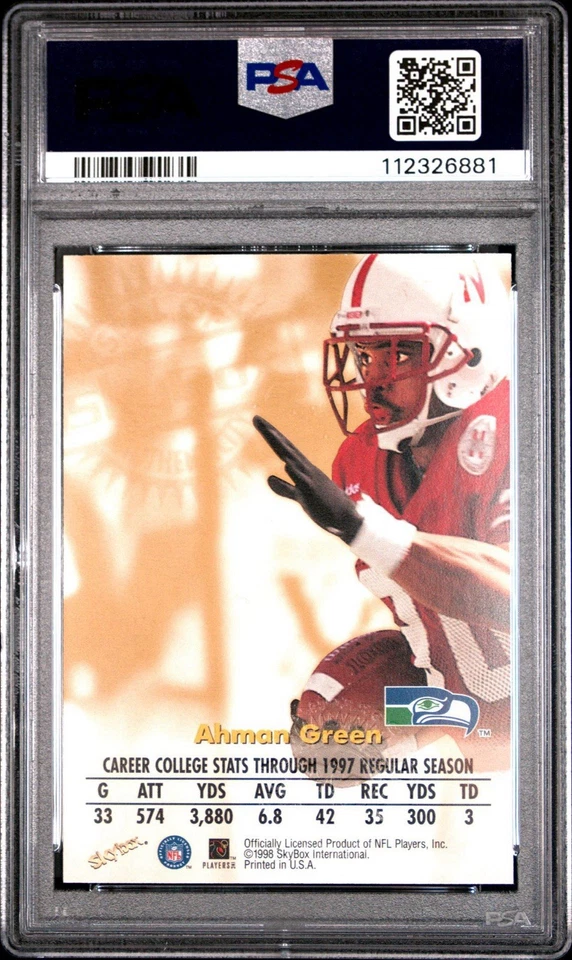 1998 SKYBOX AUTOGRAPHICS AUTOGRAPH AHMAN GREEN PSA 9 LOW POP - Image 2 of 2