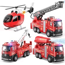 4 Pack Fire Truck Toy for 2 3 4 5 Year Old Boys, 9" Fire Truck Toys for Toddl...