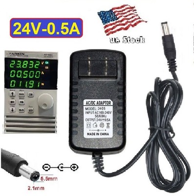 24V 0.5A AC/DC Adapter Power Supply for Home Electronics with 5.5x2.1mm Plug