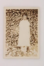 FOUND PHOTO Slim Woman Posing In Front Of Ivy Wall  Snapshot Vtg 1920s