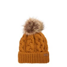 Image of Barbour Womens Penshaw Cable-Knit Beanie Hat Mustard