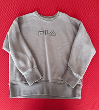 Fila Crewneck Sweatshirt Womens Medium M Muted Taupe Gray Fleece Pullover Logo