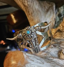 Vintage Little Big Horn Bangle Bracelet Native American Jewelry Turquoise Open