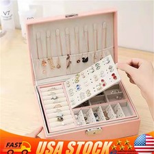 For Necklaces Rings Earrings Jewelry Box Organizer Storage Case Pink Women Gift